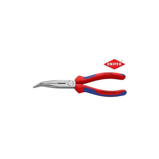 Kliešte 200 mm  úzka čeľusť zahnuté polguľaté 2622200 KNIPEX
